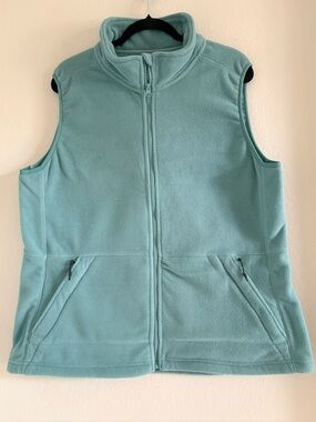 COUNTRY STORE  Plush Fleece Zip Front Vest l Dusty Teal | Size XL